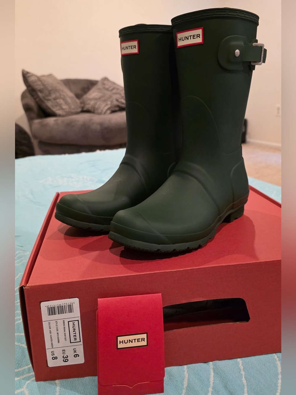 Hunter Women's Original Short Rain Boots Hunter Green US 8, New In Box